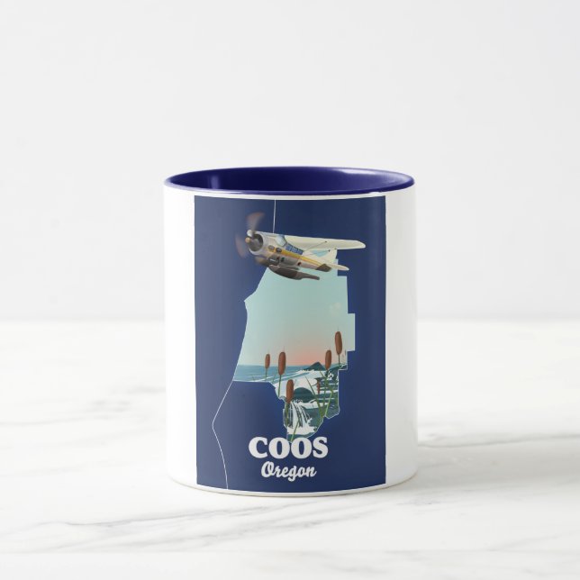 Caneca Mapa de viagem Coos Oregon (Centro)