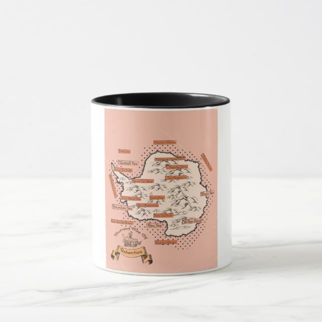Caneca Mapa de viagem ilustrado Antártida (Centro)