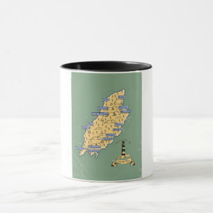 Caneca Mapa de viagem ilustrado da Ilha de Man