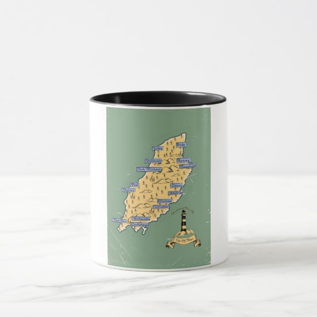 Caneca Mapa de viagem ilustrado da Ilha de Man (Centro)