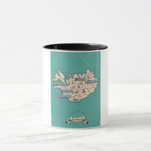 Caneca Mapa de viagem ilustrado Islândia