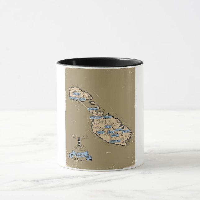 Caneca Mapa de viagem ilustrado Malta (Centro)
