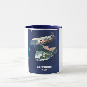 Caneca Mapa de viagem retrô de Roseburg Oregon