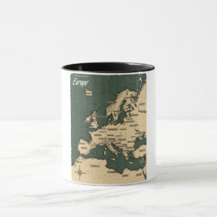 Caneca Mapa de viagem vintage da Europa