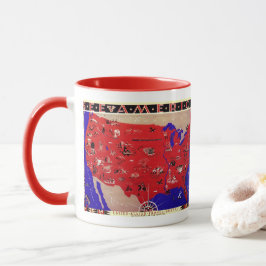 Caneca Mapa de viagem vintage do Bureau dos Estados Unido