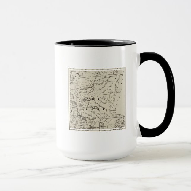Caneca Mapa de Zululand com as fronteiras adjacentes (Direita)