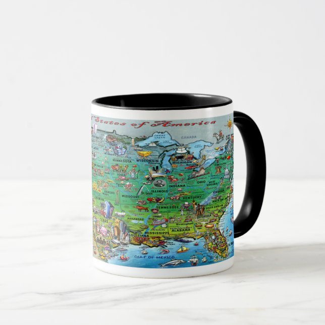 Caneca Mapa diverso dos EUA (Frente Esquerda)