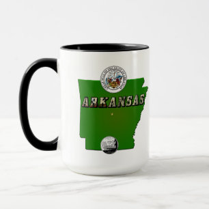Caneca Mapa do Arkansas, Selo e Serviço Estatal Faux Qua
