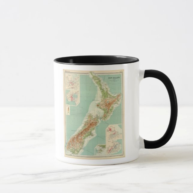 Caneca Mapa do Atlas da Nova Zelândia (Direita)