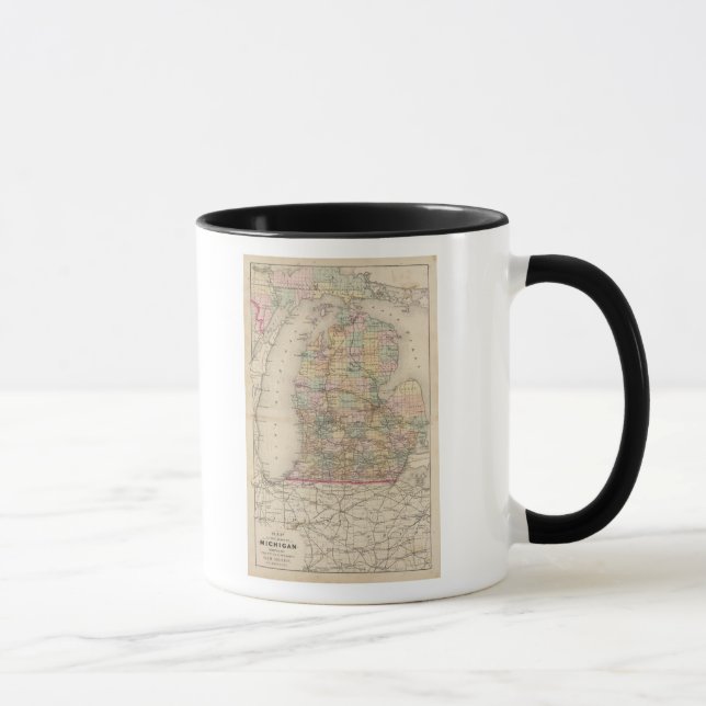 Caneca Mapa do Atlas do Estado de Michigan (Direita)