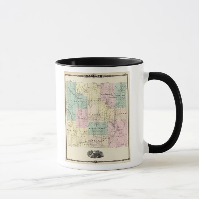 Caneca Mapa do Condado de Barron, Estado de Wisconsin (Direita)