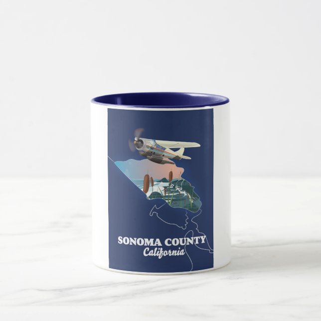 Caneca Mapa do Condado de Sonoma Califórnia (Centro)