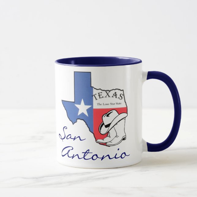 Caneca Mapa do Estado de San Antonio Texas, Star, Boots,  (Direita)