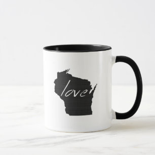 Caneca Mapa do Estado do Amor em Wisconsin Moldou quadro 