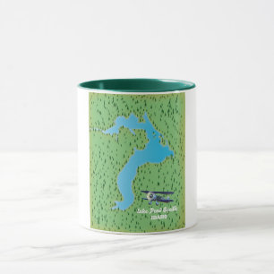 Caneca Mapa do Lago Pend Oreille Idaho