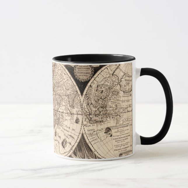 Caneca Mapa do mundo do vintage (Direita)