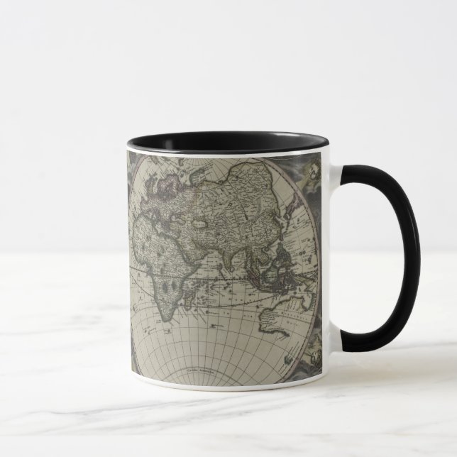 Caneca Mapa do mundo dobro | 1672 do hemisfério (Direita)
