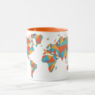 Caneca Mapa do mundo geométrico abstrato