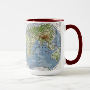 Caneca Mapa do mundo que mostra alturas da profundidade
