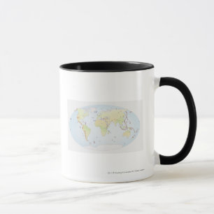 Caneca Mapa do mundo que mostra locais da atividade