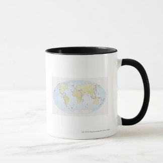 Caneca Mapa do mundo que mostra locais da atividade