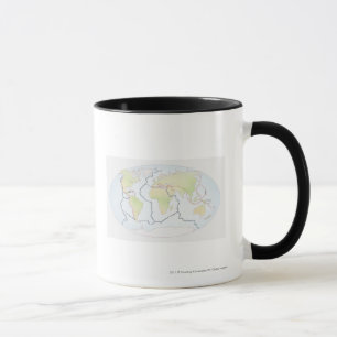 Caneca Mapa do mundo que mostra margens da placa