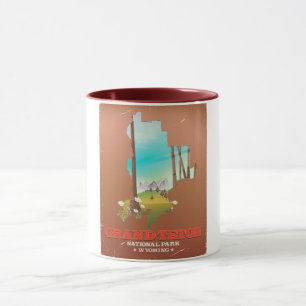 Caneca Mapa do Parque Nacional do Grand Teton Wyoming