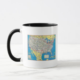 Caneca Mapa do sistema da American Airlines