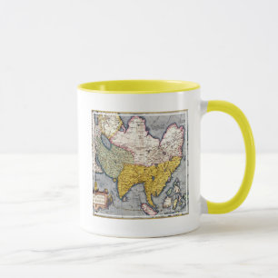 Caneca Mapa do vintage de Ásia 1580