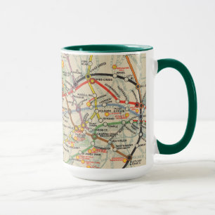 Caneca Mapa dos Caminhos de Ferro Subterrâneos de Londre