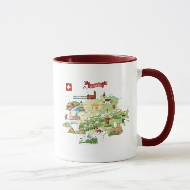Caneca Mapa dos desenhos animados da suiça (Direita)