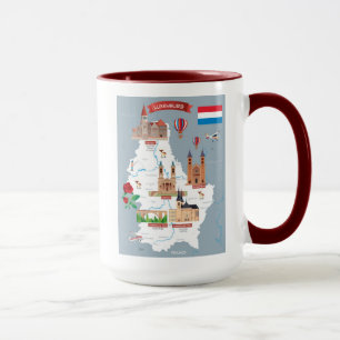 Caneca Mapa dos desenhos animados de Luxemburg