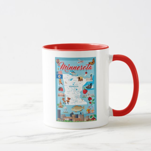 Caneca Mapa dos desenhos animados de Minnesota (Direita)