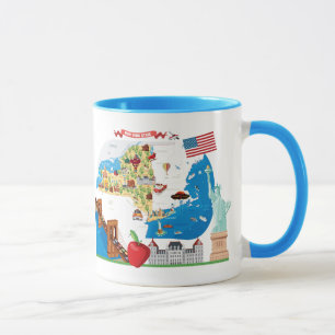 Caneca Mapa dos desenhos animados dos Estados de Nova