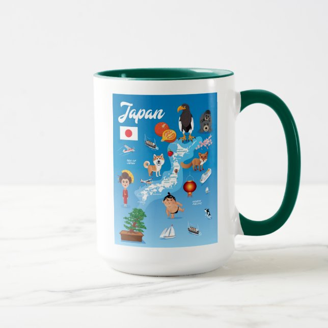Caneca Mapa dos desenhos animados dos miúdos de Japão (Direita)