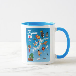 Caneca Mapa dos desenhos animados dos miúdos de Japão