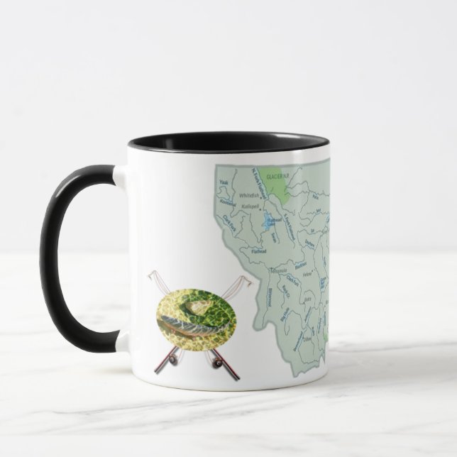 Caneca Mapa dos rios de pesca de Montana (Esquerda)