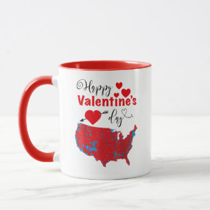 Caneca Mapa Eleitoral Vermelho feliz dia de os namorados
