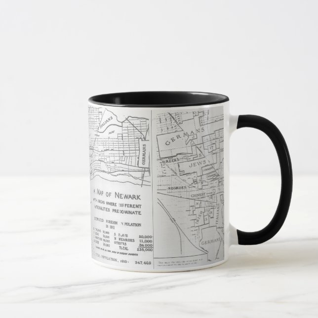 Caneca Mapa étnico da vizinhança de Newark New-jersey (Direita)