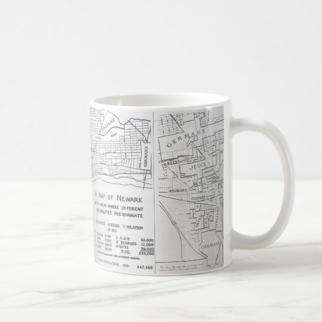 Caneca Mapa étnico da vizinhança de Newark New-jersey (Direita)