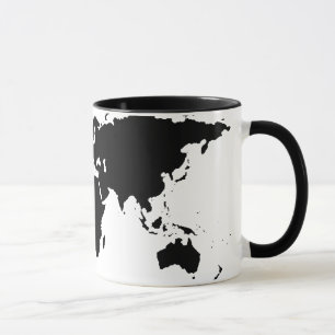 Caneca mapa gráfico preto mundial