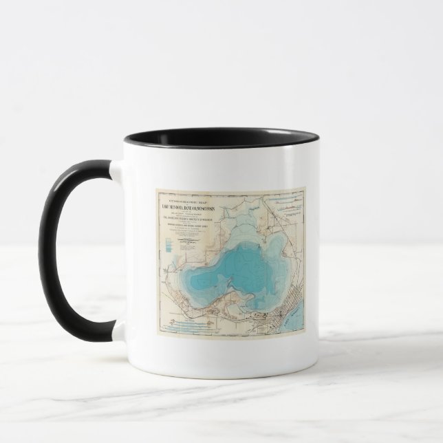 Caneca Mapa hidrográfico Lago Mendota (Esquerda)