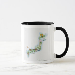 Caneca Mapa ilustrado de Japão antigo