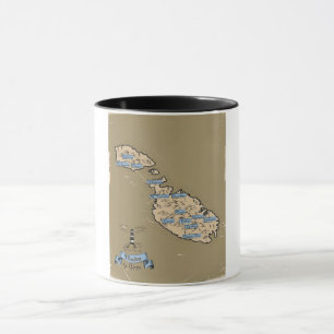 Caneca Mapa ilustrado de Viagem Chipre