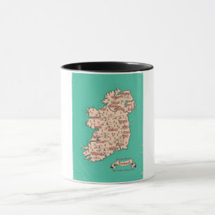 Caneca Mapa ilustrado de viagem da Irlanda