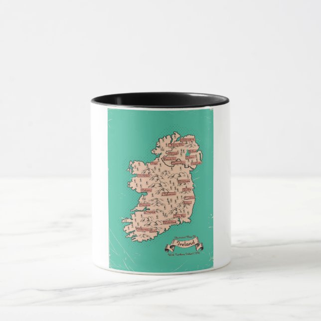 Caneca Mapa ilustrado de viagem da Irlanda (Centro)