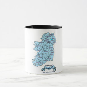 Caneca Mapa ilustrado de viagem da Irlanda