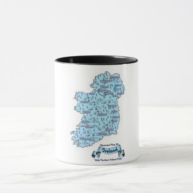 Caneca Mapa ilustrado de viagem da Irlanda (Centro)