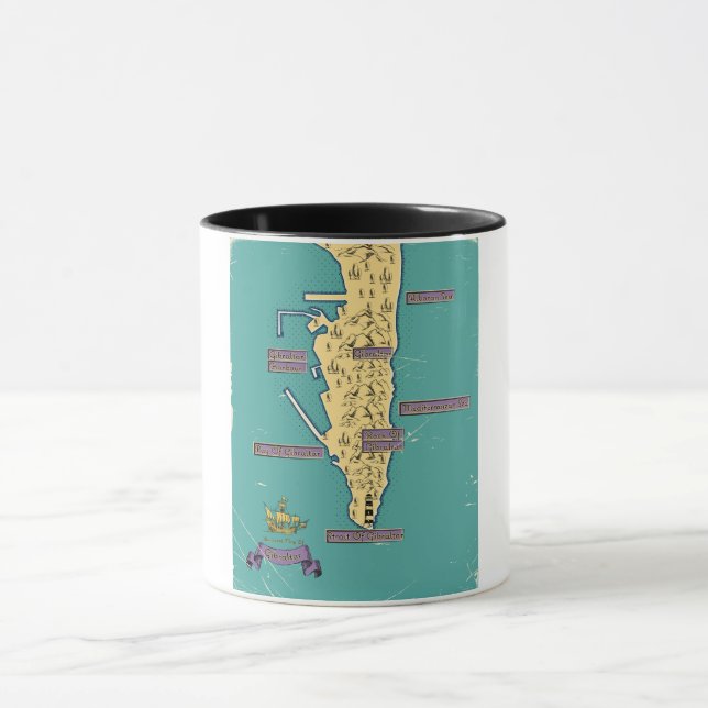 Caneca Mapa Ilustrado De Viagem De Gibraltar (Centro)