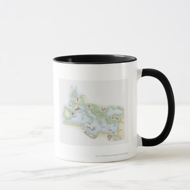 Caneca Mapa ilustrado do império romano (Direita)
